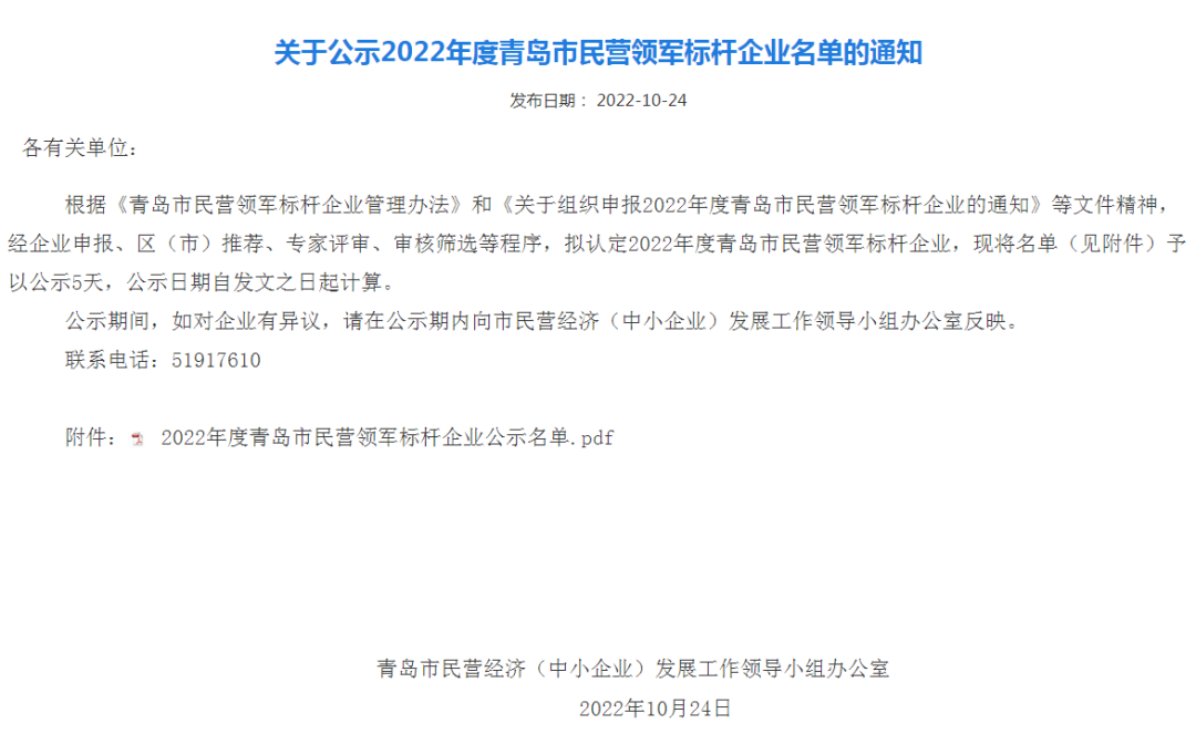 喜報(bào)！銳智智能入選青島市民營領(lǐng)軍標(biāo)桿企業(yè)
